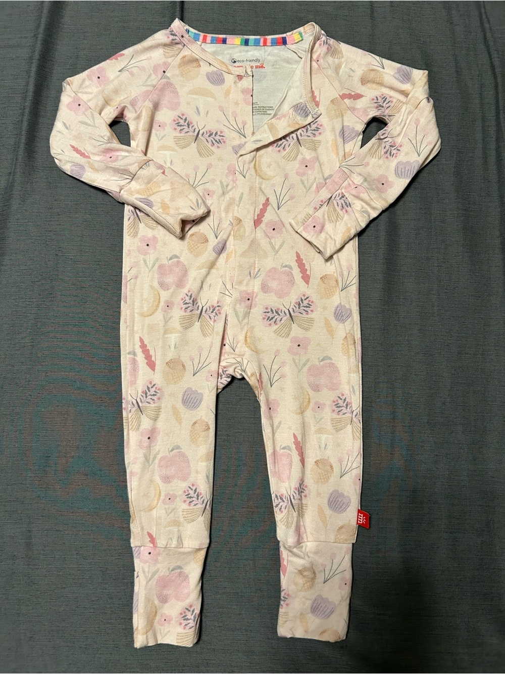 EUC Magnetic Me Modal Floral Purple Onesie Convertible Footie (6-9 months)